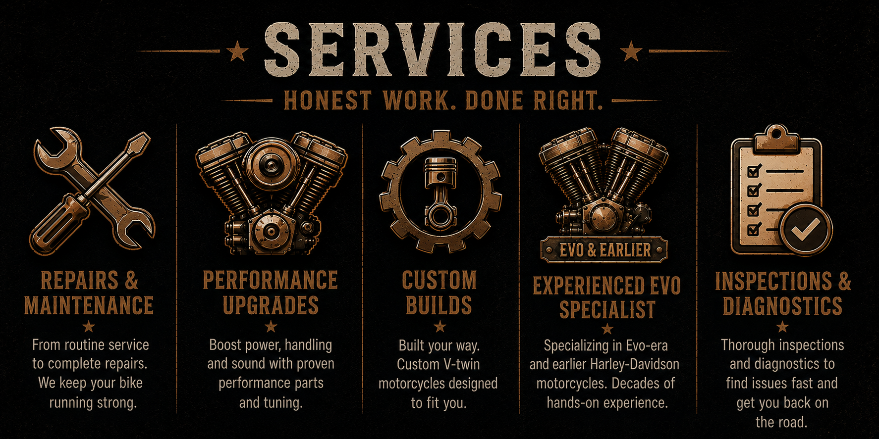 Services offered by Motorcycle Mike's V-Twin Repair